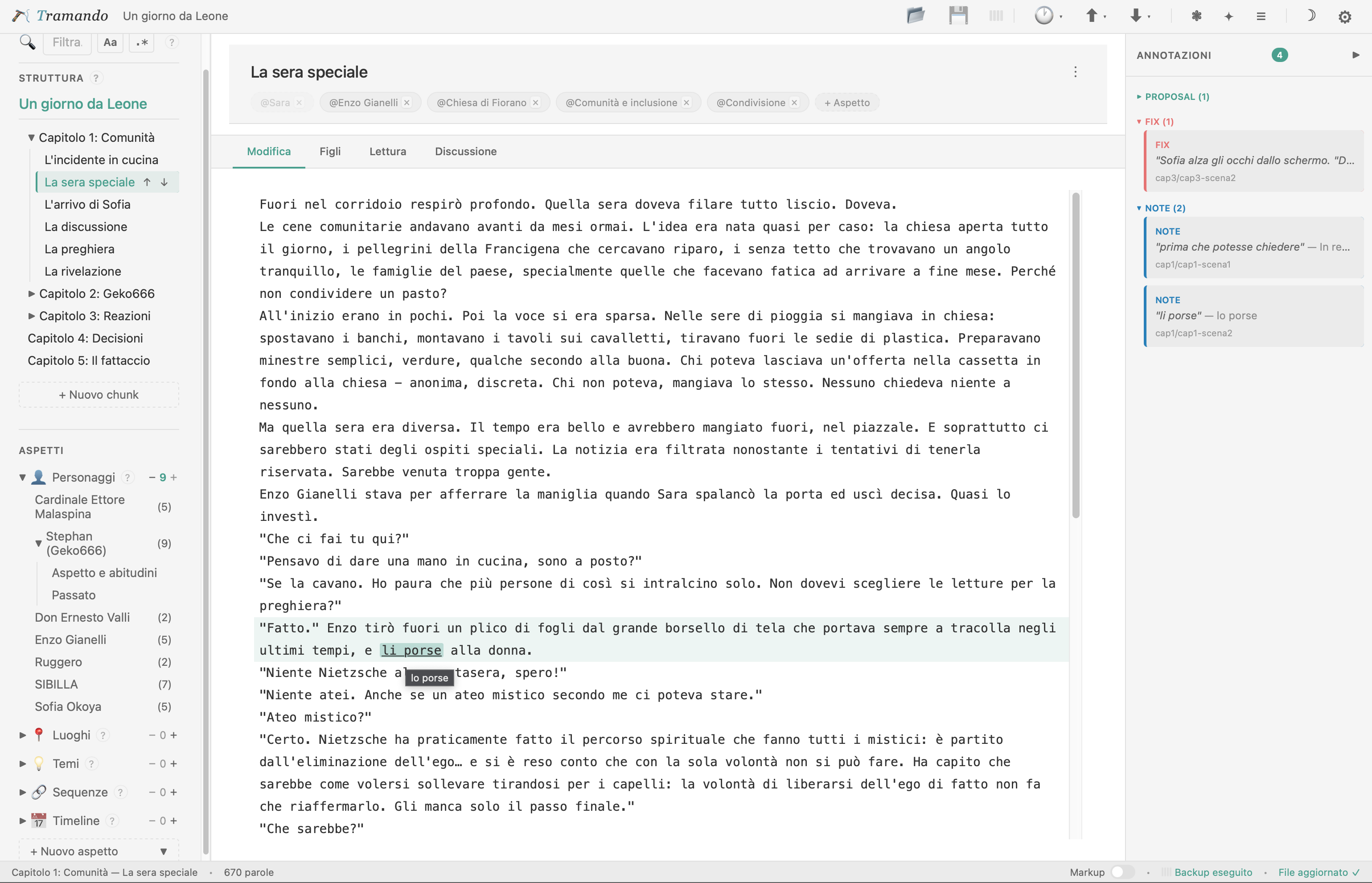 Interfaccia di Tramando